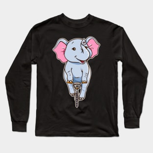 Cute Funny Elephant Riding A Bike Long Sleeve T-Shirt